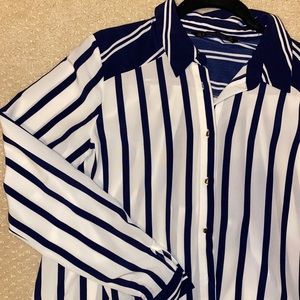 Navy pinstripe blouse